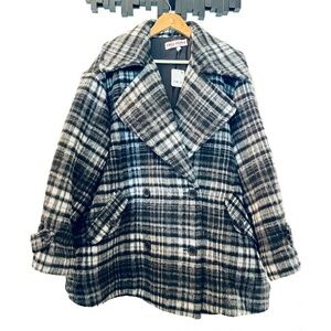 Free People coat, black and white plaid